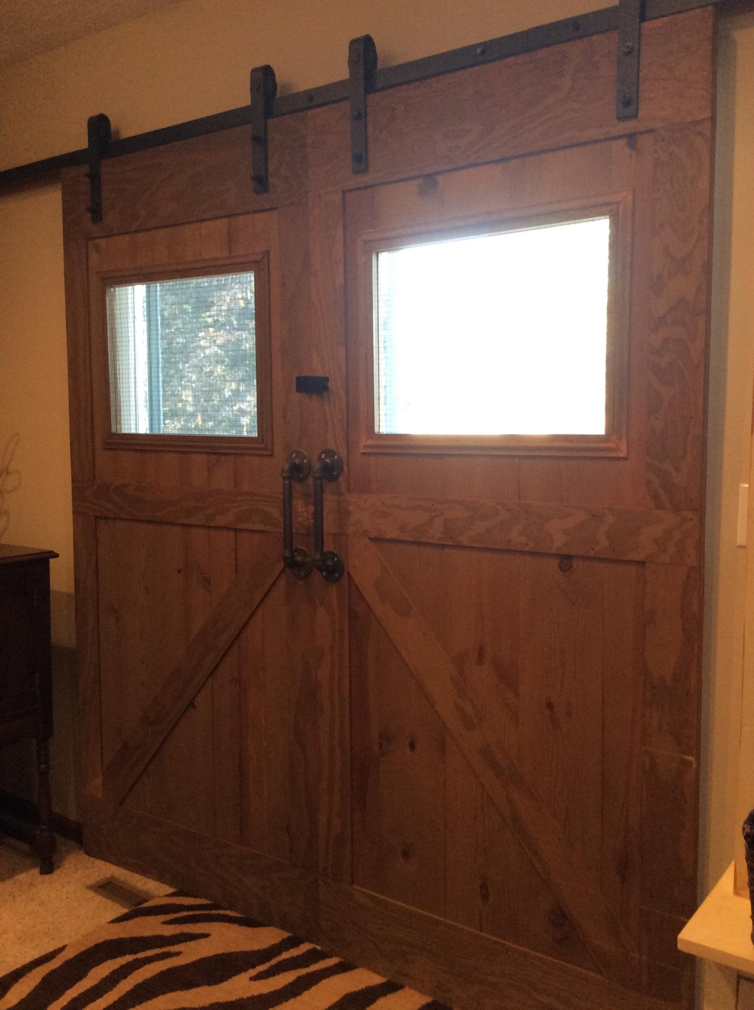 Sliding Barn doors over sliding glass door Ana White